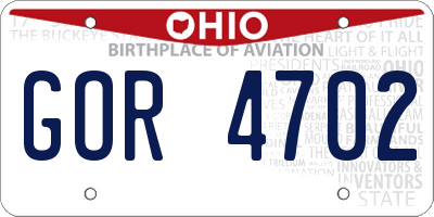 OH license plate GOR4702