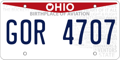 OH license plate GOR4707