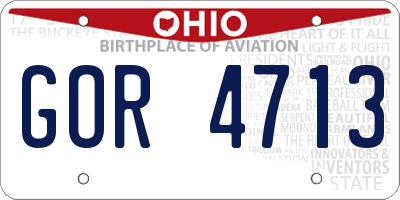 OH license plate GOR4713