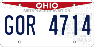 OH license plate GOR4714