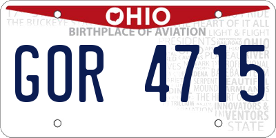 OH license plate GOR4715