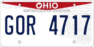 OH license plate GOR4717