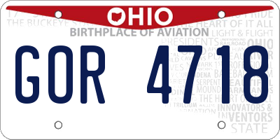 OH license plate GOR4718