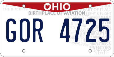 OH license plate GOR4725