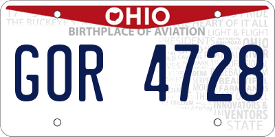OH license plate GOR4728