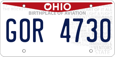 OH license plate GOR4730