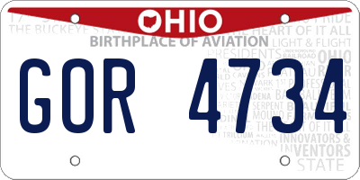 OH license plate GOR4734