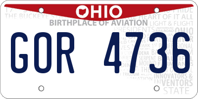 OH license plate GOR4736