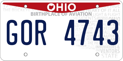 OH license plate GOR4743