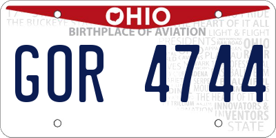 OH license plate GOR4744