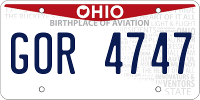 OH license plate GOR4747