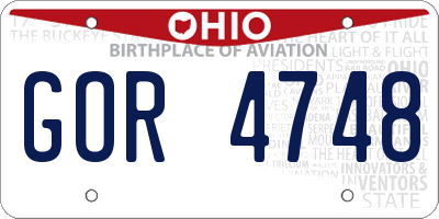 OH license plate GOR4748