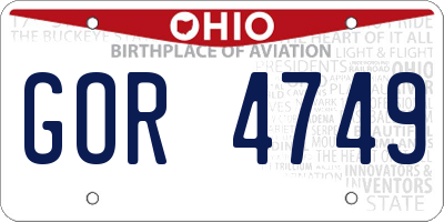 OH license plate GOR4749