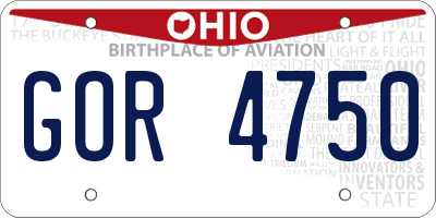 OH license plate GOR4750