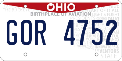 OH license plate GOR4752