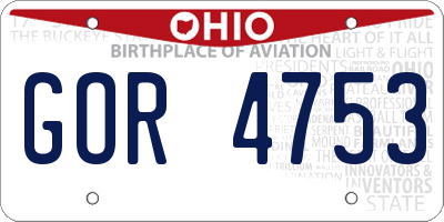 OH license plate GOR4753