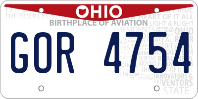 OH license plate GOR4754