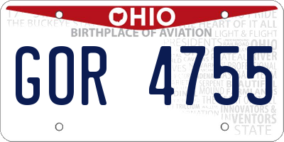 OH license plate GOR4755