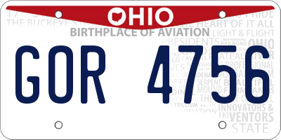 OH license plate GOR4756