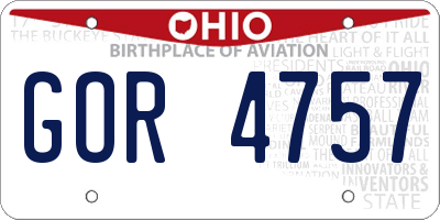 OH license plate GOR4757