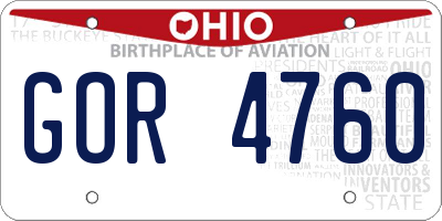 OH license plate GOR4760