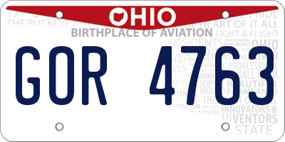 OH license plate GOR4763
