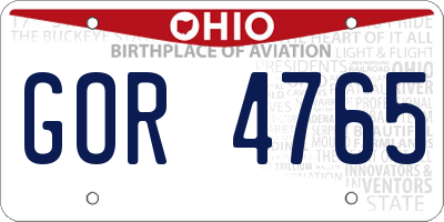 OH license plate GOR4765