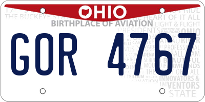 OH license plate GOR4767