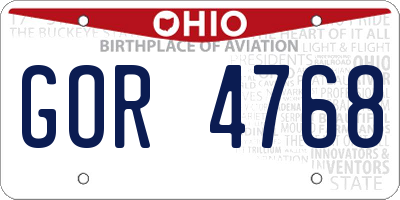 OH license plate GOR4768