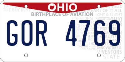 OH license plate GOR4769