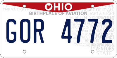 OH license plate GOR4772