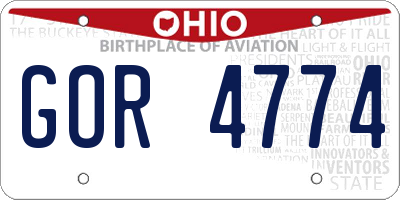 OH license plate GOR4774