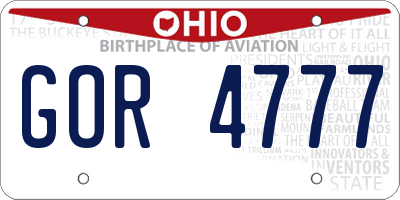 OH license plate GOR4777