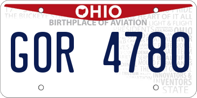 OH license plate GOR4780