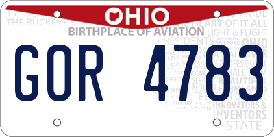 OH license plate GOR4783