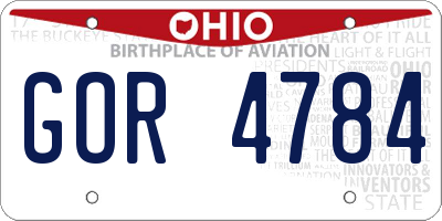 OH license plate GOR4784