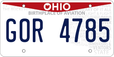 OH license plate GOR4785