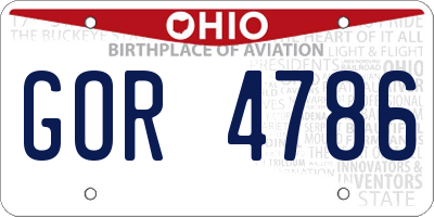 OH license plate GOR4786