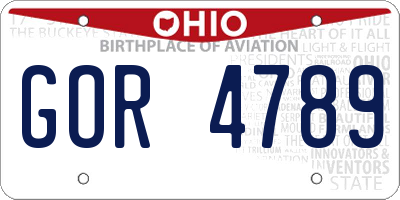 OH license plate GOR4789
