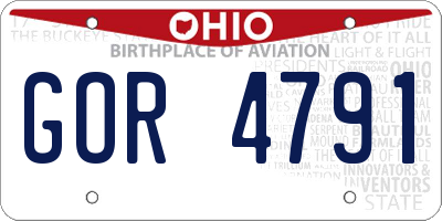 OH license plate GOR4791