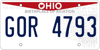 OH license plate GOR4793