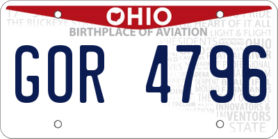 OH license plate GOR4796