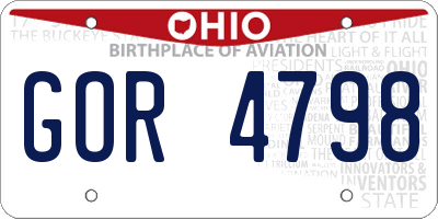 OH license plate GOR4798