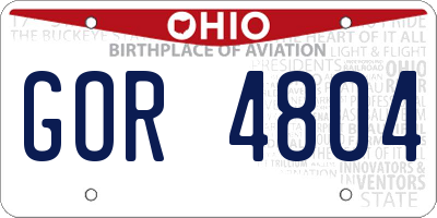 OH license plate GOR4804