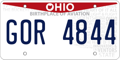 OH license plate GOR4844