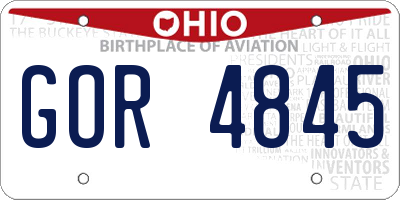 OH license plate GOR4845