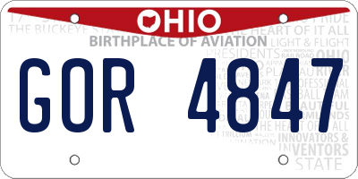 OH license plate GOR4847