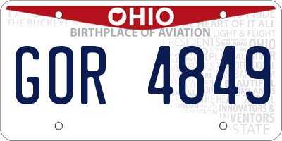 OH license plate GOR4849
