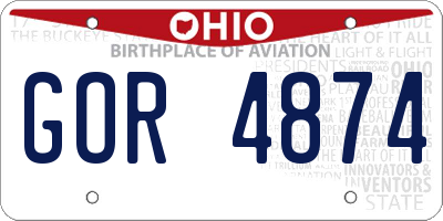 OH license plate GOR4874
