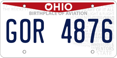 OH license plate GOR4876